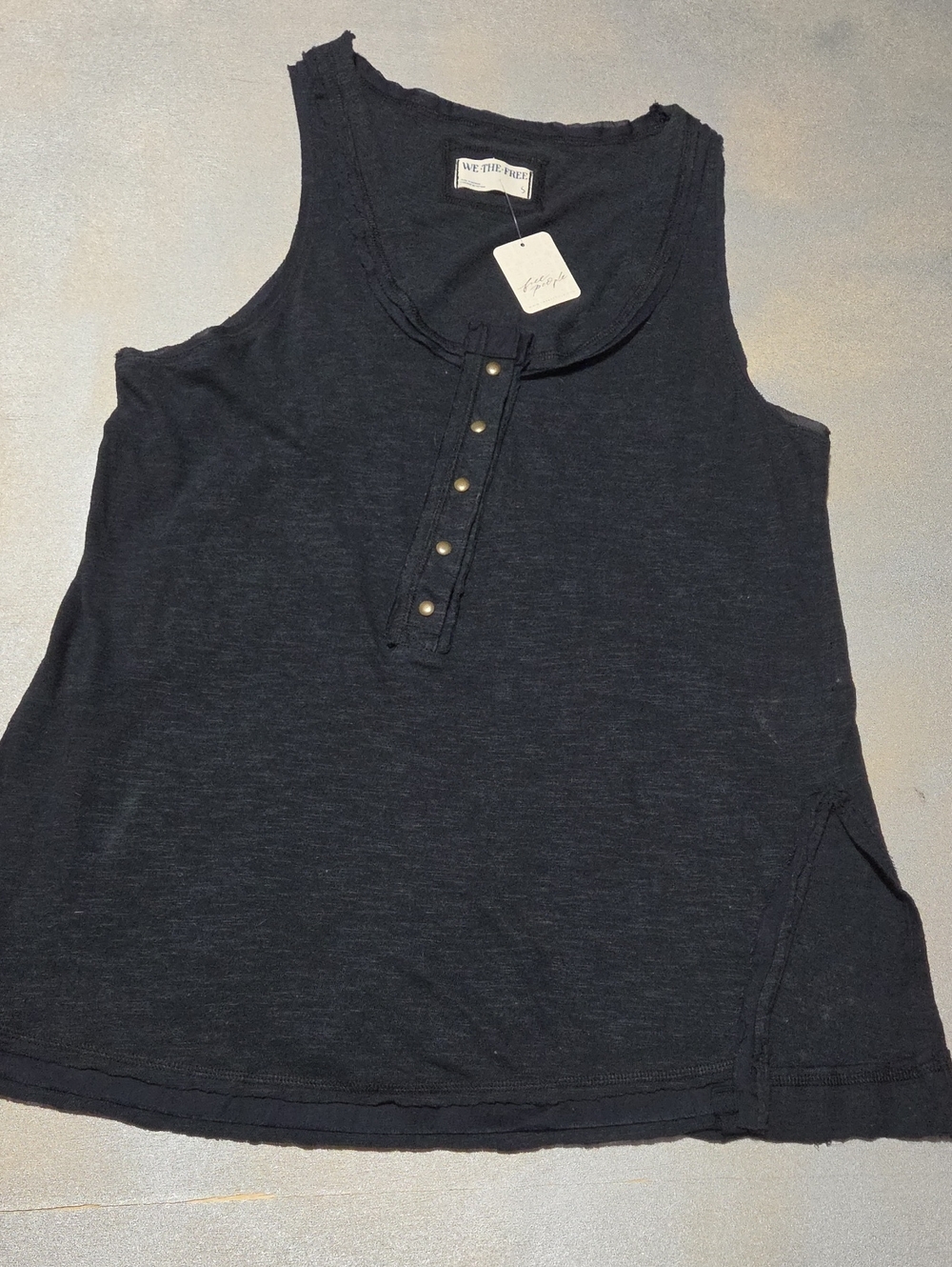 We The Free Black Snap-Button Scoop Neck Tank Retail 58.00